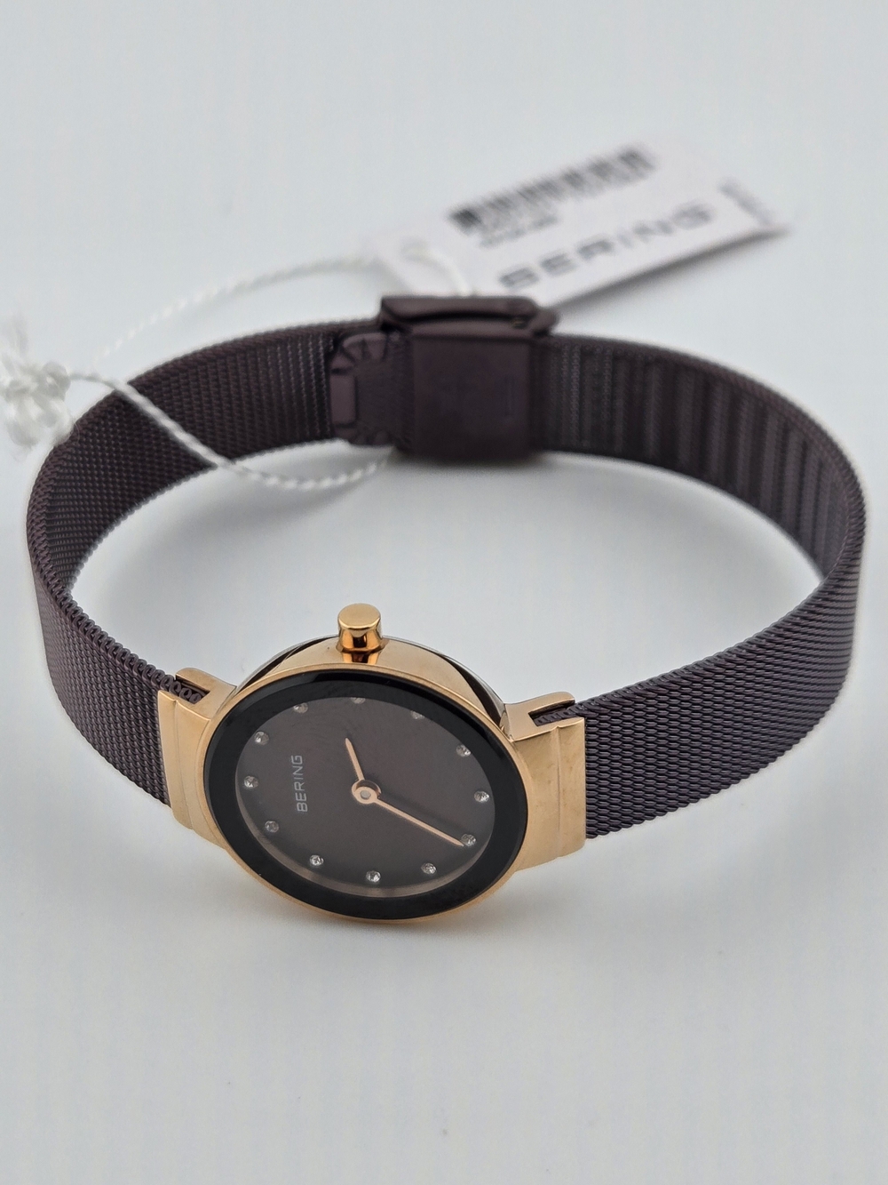 Bering Rose Gold Case Brown Mesh Women's Watch